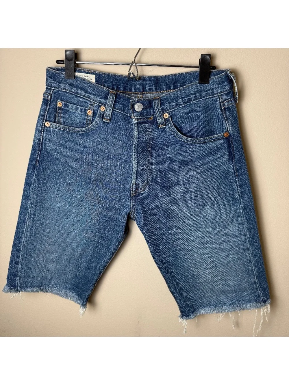 Levis Premium 501 Original Fit Cut-Off Shorts Men 29 Blue Denim Jorts Raw Hem